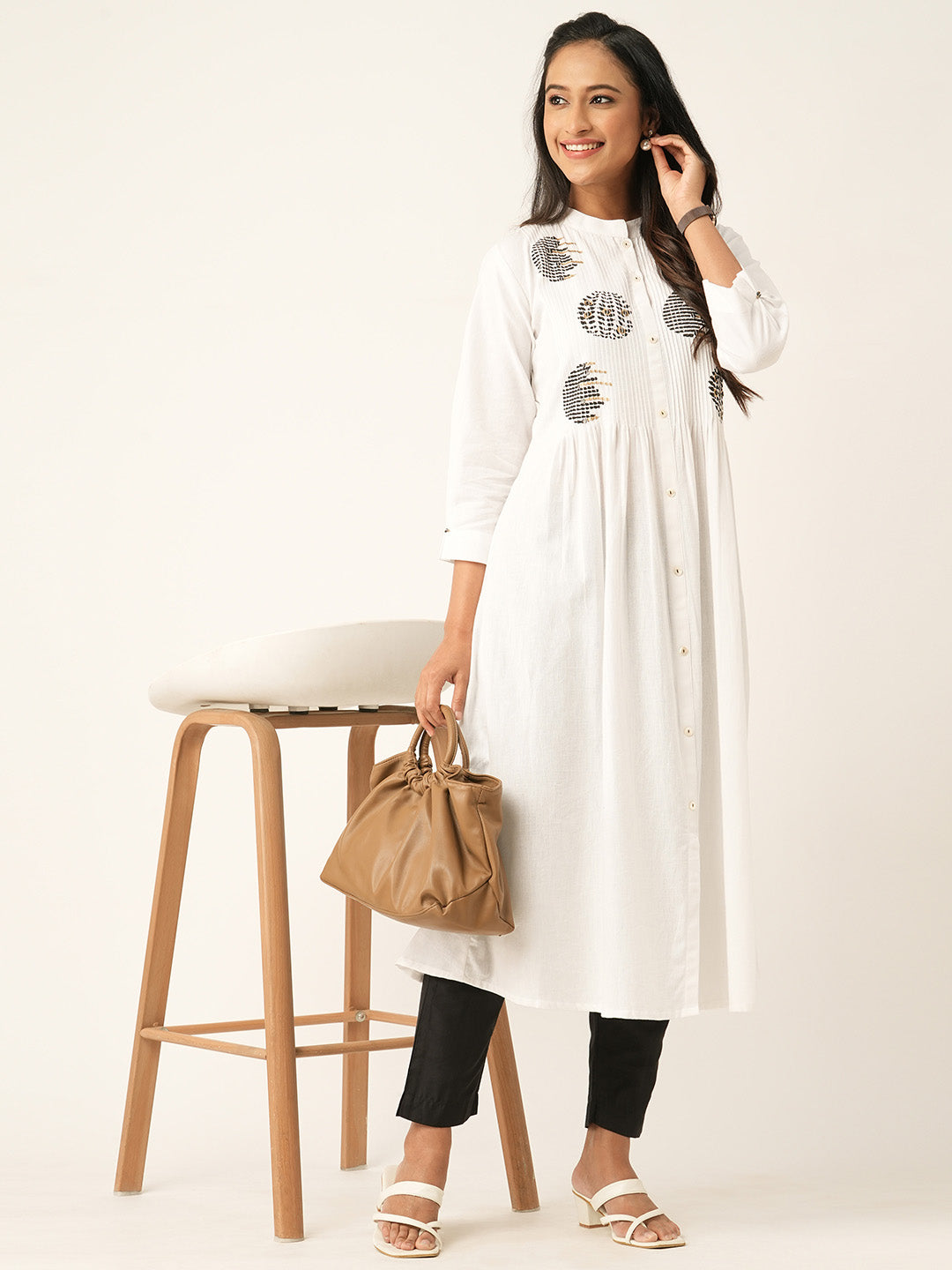 White Cotton Kurta for Women