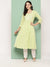 Solid Embroidery Green A-Line Kurta
