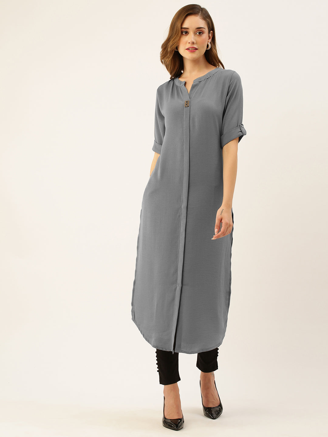 Grey Color Straight Kurta For Women