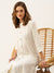 ZOLA Exclusive Mandarin Collar Rayon Solid Print Calf Length White A-Line Kurta For Women