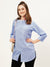 ZOLA Exclusive Mandarin Collar Rayon All over Textured Pattern Blue Straight Tunic For Women