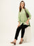 ZOLA Exclusive Mandarin Collar Rayon All over Textured Pattern Green Straight Tunic For Women