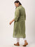 ZOLA Olive Green Paisley Embroidered Georgette Lucknowi Chikankari Kurta For Women