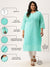 ZOLA Sea Green Georgette Round Neck 3/4th sleeves Paisely Embroidery Ethnic Wear Kurta For Women