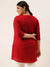 ZOLA Women Red Paisley Embroidered Georgette Lucknowi Chikankari Thigh Length Kurta