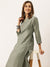 ZOLA Mandarin Collar Chanderi Silk Fabric All Over Chikankari Embroidery With Sequin Work Grey Kurta Set For Women