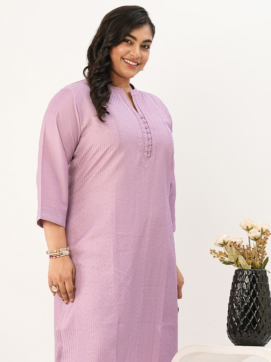 Comfort Fit Lilac Chanderi Silk Kurta for Women Online - Zola