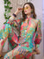 ZOLA Mandarin Collar Muslin All Over Tropical Print Multicolor Asymmetrical Co-Ord Set For Women