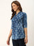 Denim Floral Block Print Color Straight Tunic For Women