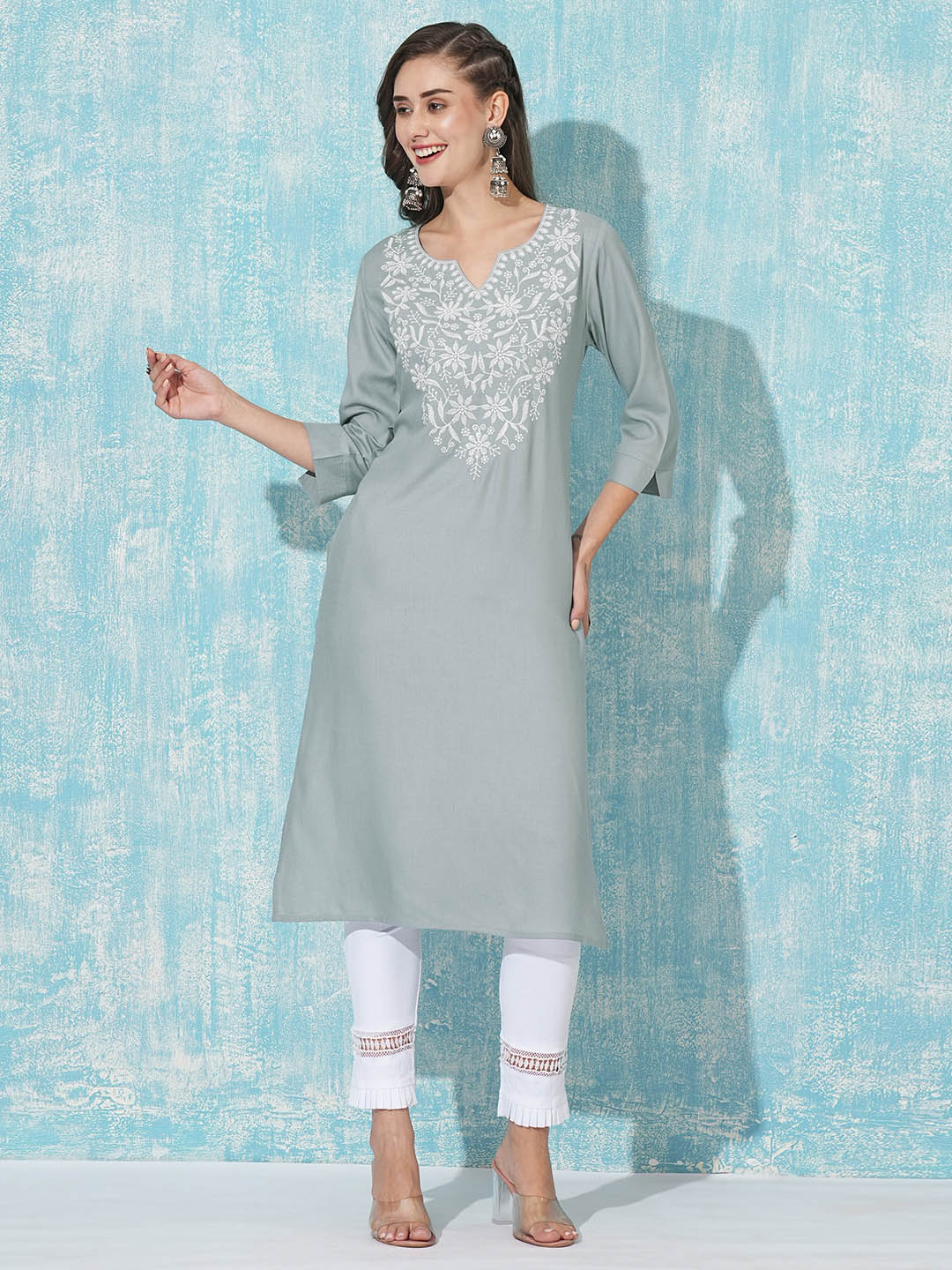 Buy Grey Comfort Fit Rayon Kurta For Women Online In India - Zola