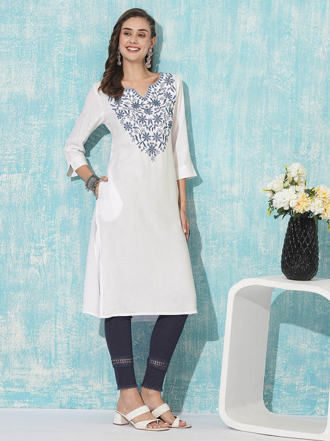 Buy White Comfort Fit Rayon Kurta For Women Online In India - Zola