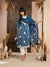Blue Cotton Suit Set with Printed Dupatta and Solid Pant for Women