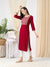 Rayon Solid Color Zari,Mirror & Sequin Work Red Straight Kurta