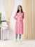 Rayon All Over Floral & Butti Print Pink Straight Kurta