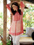 Mandarin Collar Muslin Ethnic Floral Print Pink Tunic For Women