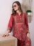 ZOLA Round Neck Muslin All Over Botanical Print With Embroidery Red Straight Kurta Set For Women