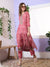 ZOLA Round neck Muslin All Over Botanical Print Hand Embroidery Pink Straight Kurta Set For Women