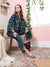 ZOLA Mandarin Collar Cotton All Over Floral Print NavyBlue Loose Fit Co-Ord Set For Women