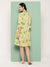 ZOLA V Neck Rayon All Over Pastel Floral Print Light Green Flare Ethnic Dress For Women