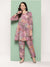 ZOLA Exclusive V Neck Muslin All Over Botanical Print Onion Flared Co-Ord Set For Women