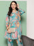 ZOLA Exclusive V Neck Muslin All Over Botanical Print Multicolor Flared Co-Ord Set For Women