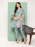 ZOLA Exclusive V Neck Muslin All Over Botanical Print Multicolor Flared Co-Ord Set For Women