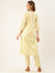 ZOLA Round Neck Cotton All Over Stripe Print With Embroidery Yellow Straight Kurta Set For Women