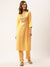 Ethnic Print With Embroidery Yellow Straight Kurta Set For Women