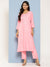 Floral Embroidery Pink Straight Kurta Set For Women