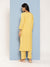 Zola Round Neck Cotton Stripe Yarn Dyed Fabric With Embroidery Mustard Straight Kurta Set For Women