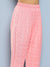 Zola Round Neck Rayon Stripe Yarn Dyed Fabric Floral Embroidery Pink Straight Kurta Set For Women