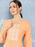 Zola Round Neck Rayon Geometric Yarn Dyed Fabric Floral Embroidery Orange Straight Kurta Set For Women