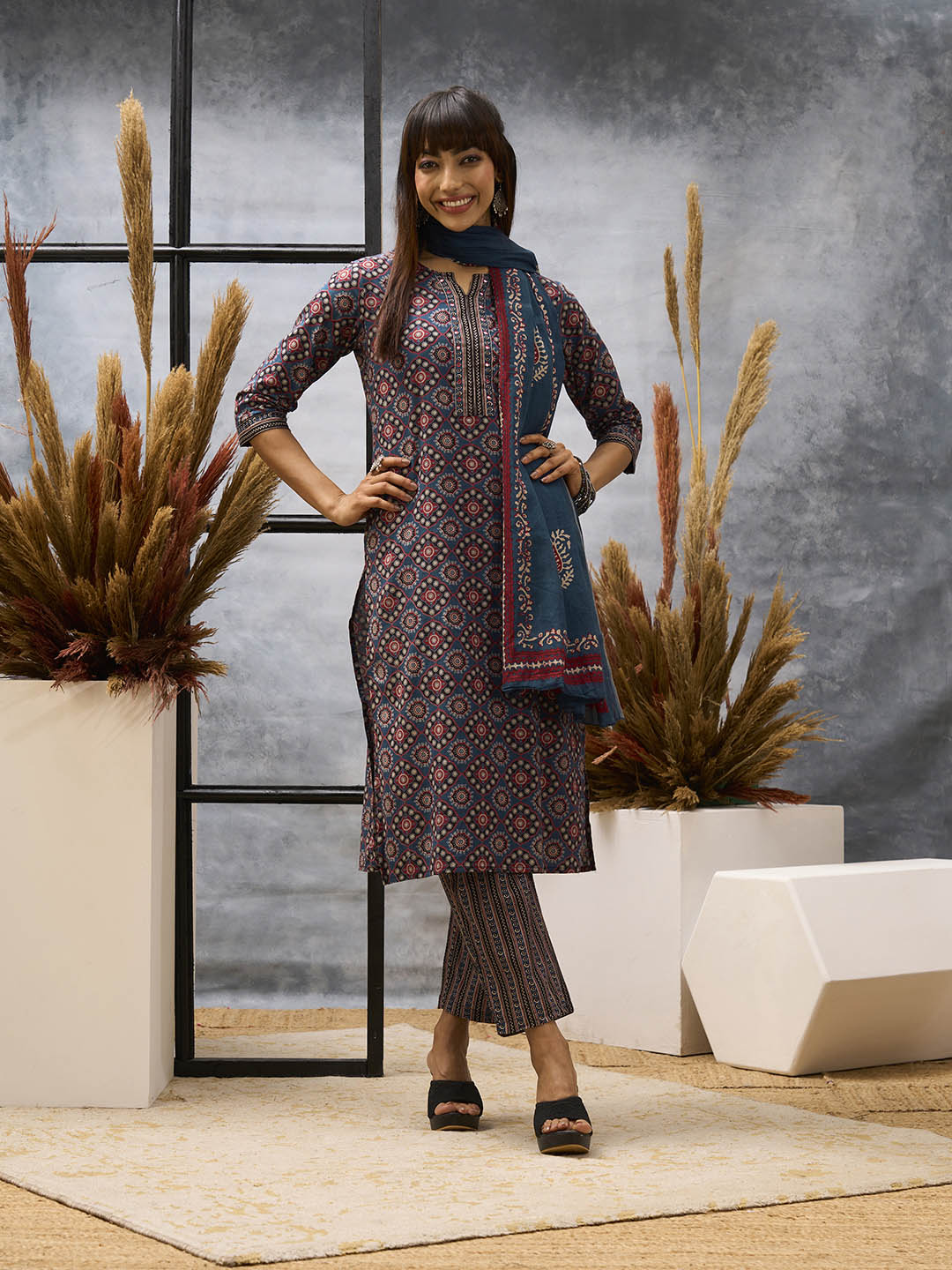 Blue Kurta Set WIth Dupatta