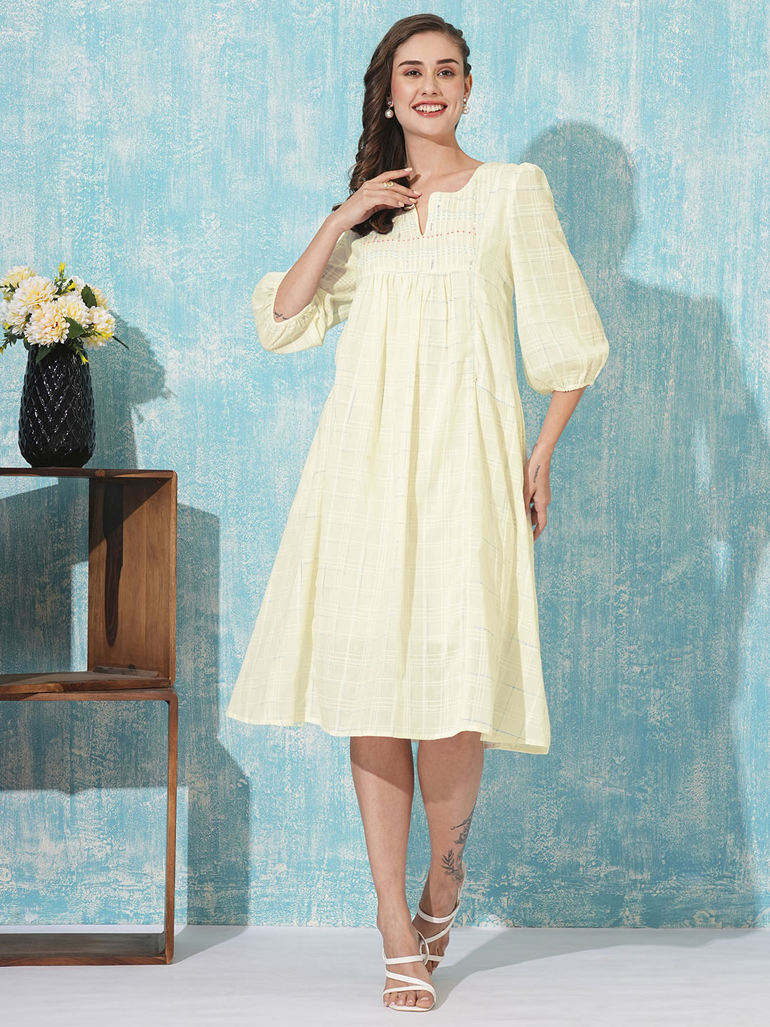 Buy OffWhite Cotton Party Dress For Women Online In India - Zola