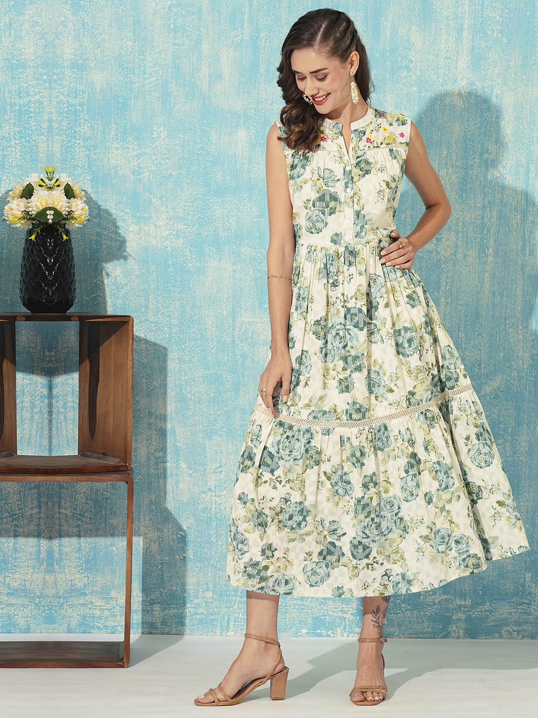 Buy Green Cotton Party Dress For Women Online In India - Zola