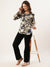 ZOLA Collar Neck Cotton All Over Botanical Print 3/4th Sleeves Fawn Straight Top For Women