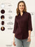 Zola Magenta Cotton Shirt Collar 3/4th Sleeves Formal Wear Shirt For Women