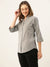 Zola Grey Cotton Shirt Collar 3/4th Sleeves Formal Wear Shirt For Women