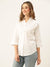 Zola White Cotton Shirt Collar 3/4th Sleeves Formal Wear Shirt For Women