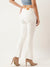 ZOLA Exclusive Ankle Length Denim Stretchable Frayed Hems White Bell Bottom Jeans For Women