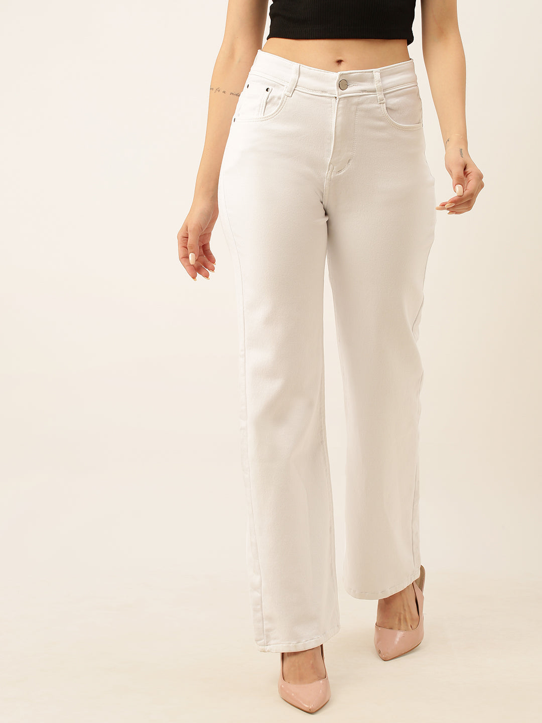 ZOLA Exclusive Denim Clean Look Clean Look Stretchable White Flared Jeans For Women