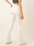 ZOLA Exclusive Denim Clean Look Stretchable Frayed Hems White Boot Cut Jeans For Women