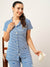 Skyblue night suit with heart print
