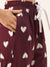 Maroon heart print pant with pockets