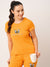 Yellow short sleeves night suit set for women