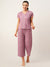 Pink Lycra Night Suit V-Neck with Cap Sleeves for women