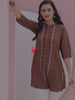 Mandarin Collar Muslin Ajrak Print Rust Tunic For Women