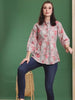 Cotton Grey A-Line Tunic With Kantha work & Floral Print