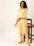 ZOLA Exclusive Round Neck Rayon All Over Yarn Dyed Stips With Embroidery Lemon Straight Kurta Set For Women