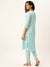 Yarn Dyed Stips With Embroidery Light Blue Straight Kurta Set For Women